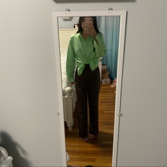 Princess Polly Satin Mint Button Down - Picture 3 of 4